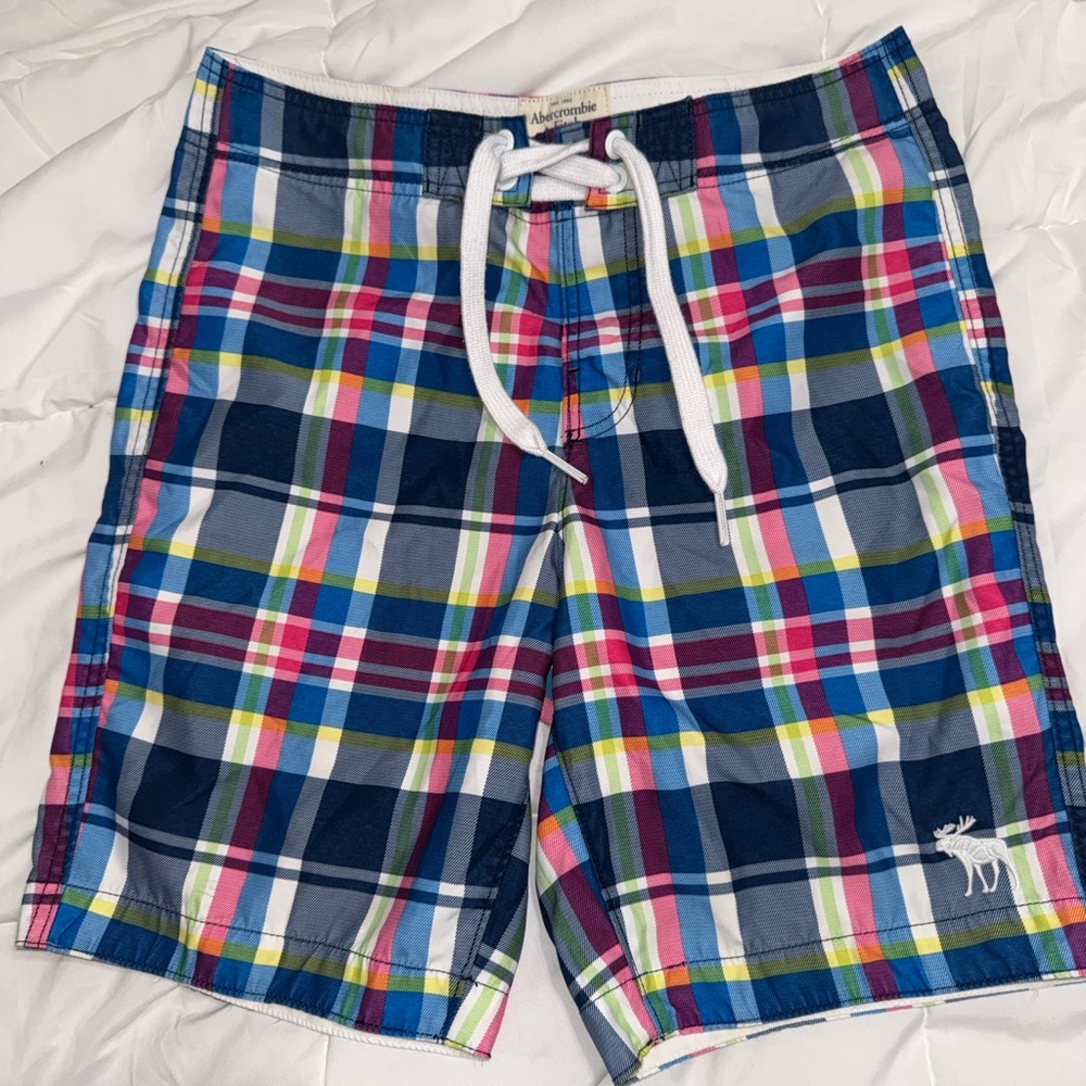 Abercrombie & Fitch Men's Colorful Plaid Swim Shorts